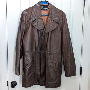 🔥Vintage Montgomery Ward Genuine Leather Jacket in Brown Size 40 Regular